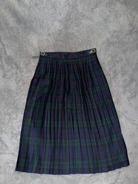 Vintage Highland Home Made In Scotland Wool Pleated Skirt Kilt. Size 16